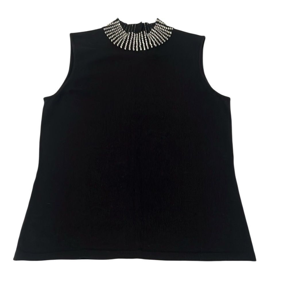 Style & Co size small sleeveless embellished high neck knit shell EUC